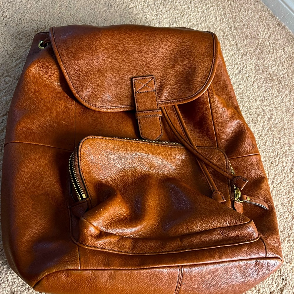FOSSIL Brown Leather Backpack. Some wear. Great condition.